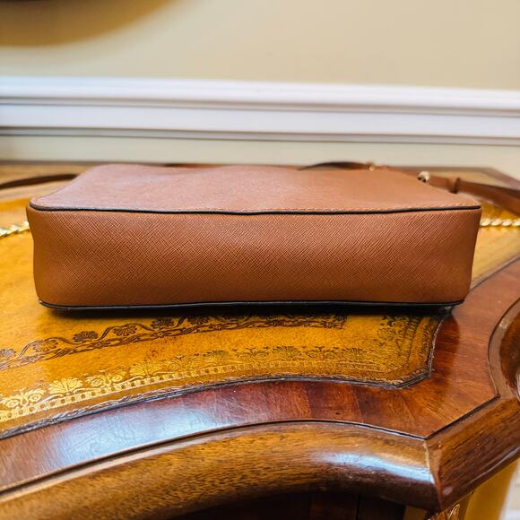 Michael Kors Jet Set East West Shoulder Crossbody Leather Bag Beown Luggage - Picture 9 of 14